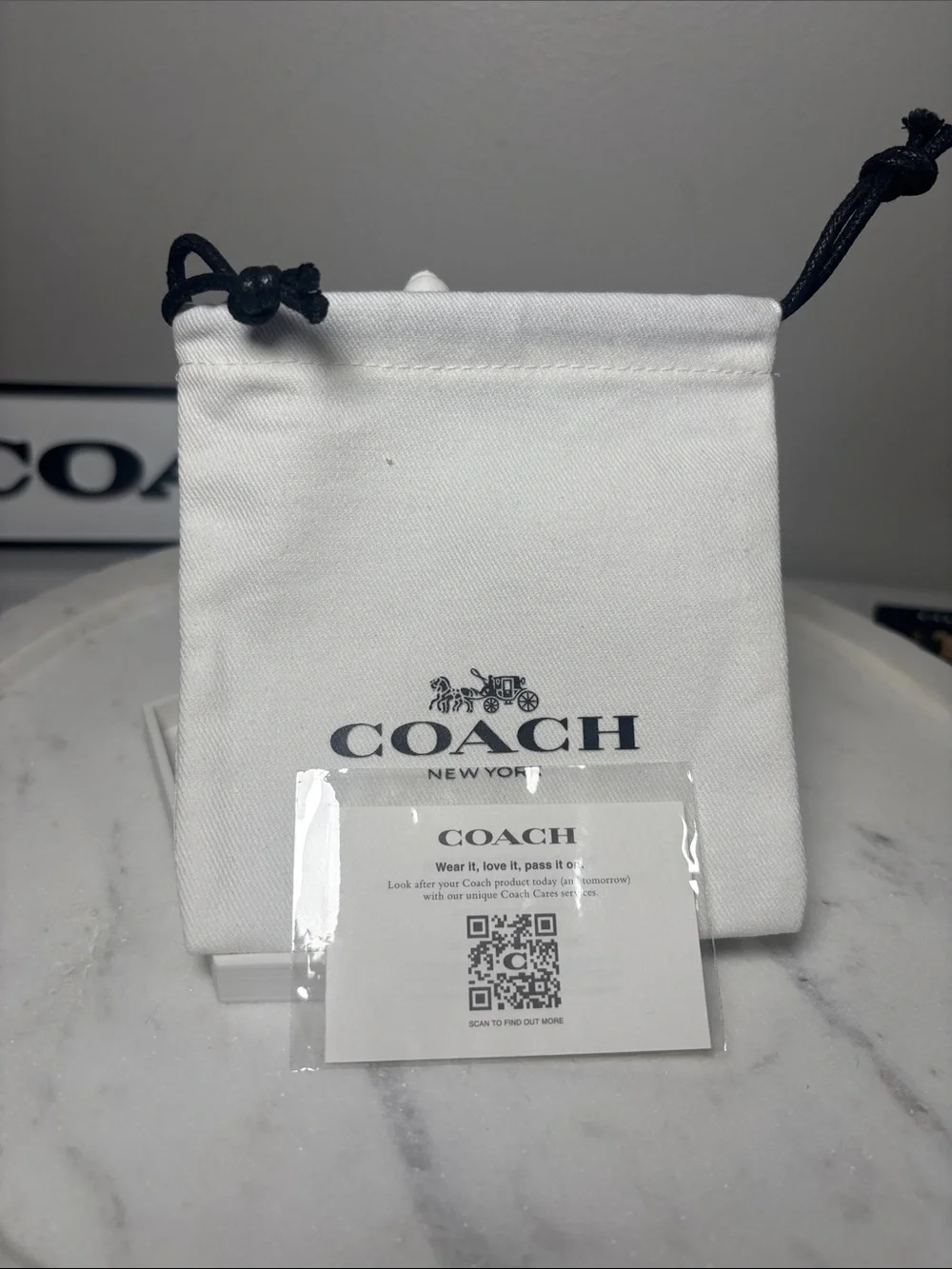 COACH Gold-Tone Hoop Earrings with Black Signature Pattern NWT comes w/ Dusty
